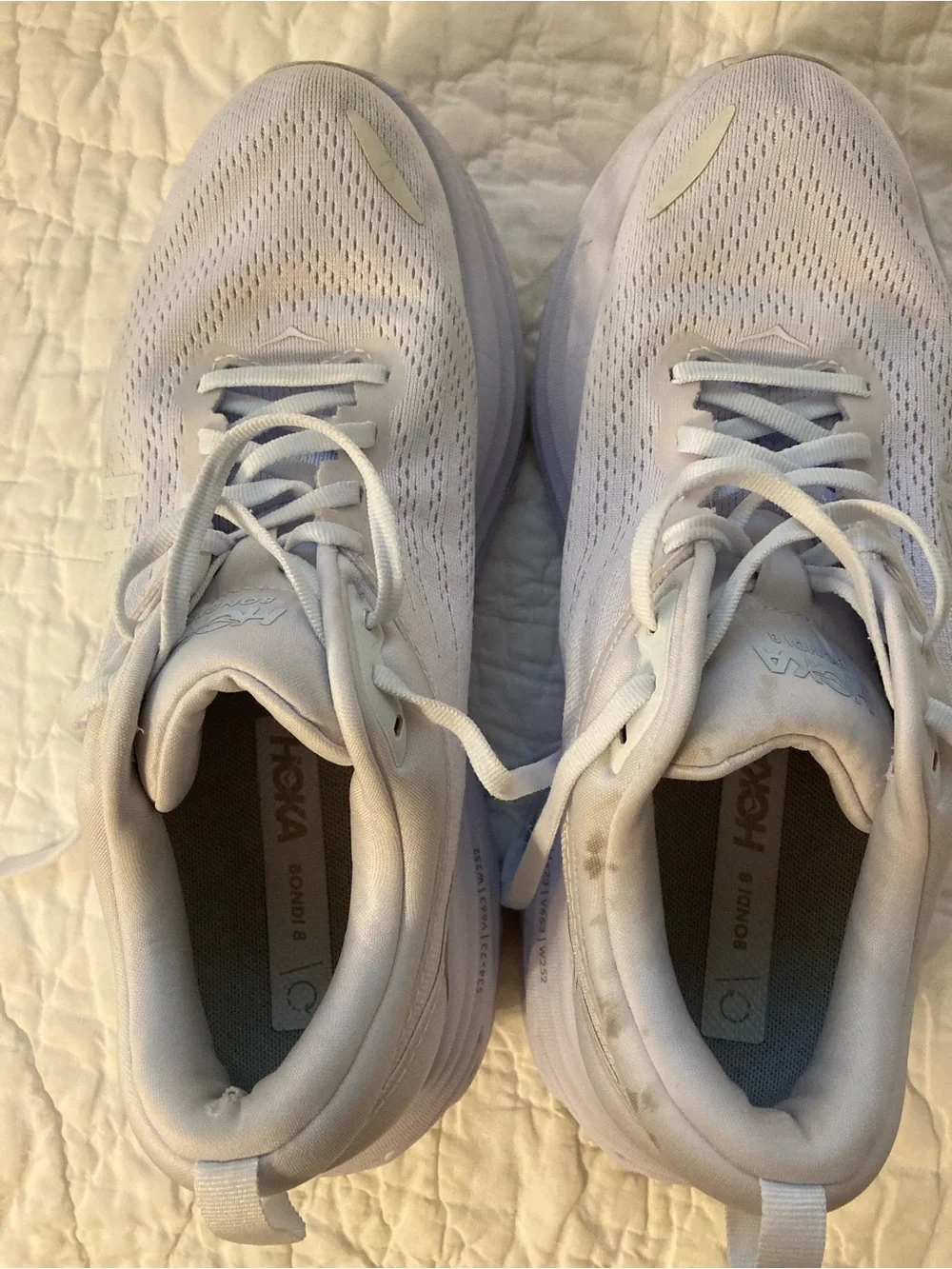 Hoka One One Size 9 Bondi 8 Triple White Sneaker Running Shoe 1129752-WWH